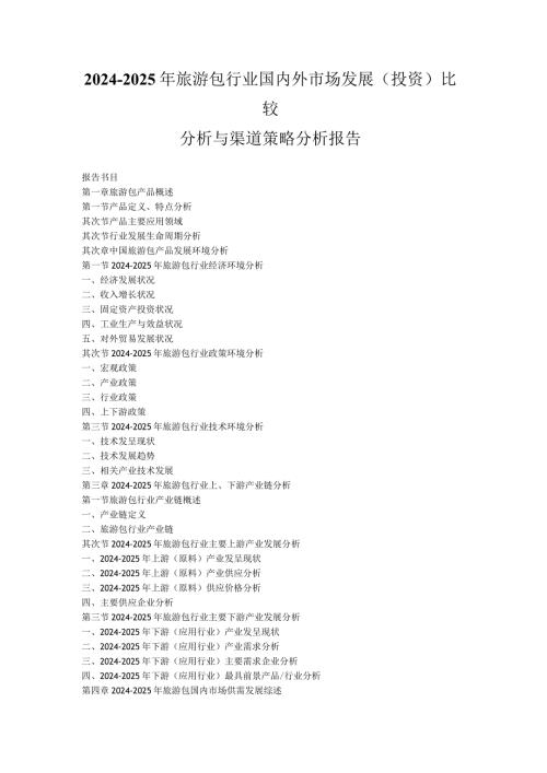20242025年旅游包行业国内外市场发展(投资)比较分析与渠道策略分析报告.docx