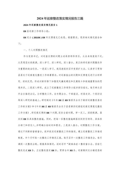 2024年巡察整改落实情况报告三篇.docx