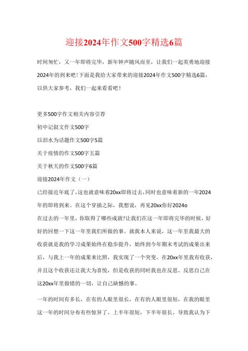 迎接2024年作文500字精选6篇.docx