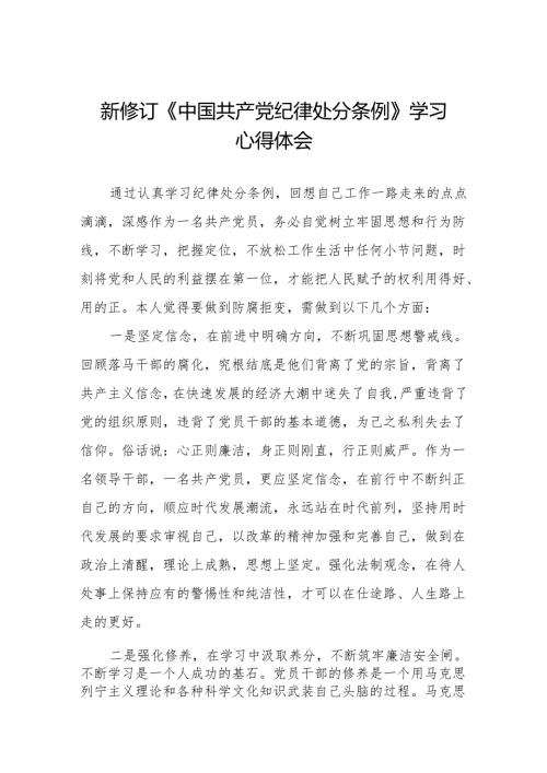 2024新修订中国共产党纪律处分条例六项纪律心得体会研讨发言(六篇).docx