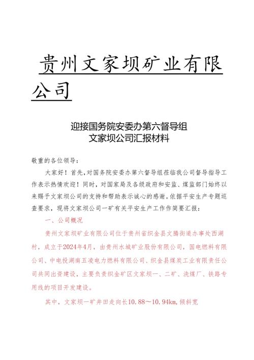 迎接国务院安委办第六督导组文家坝公司汇报材料2024.8.10.word.docx