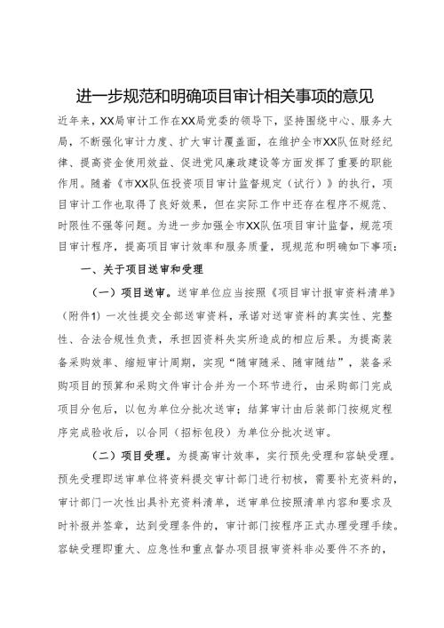 进一步规范和明确项目审计相关事项的意见.docx