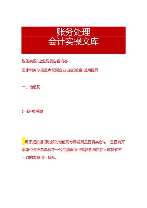 税务实操企业增值税、所得税费自查项目分析.docx