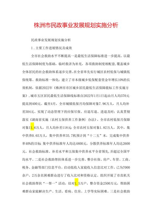 株洲市民政事业发展规划实施分析.docx