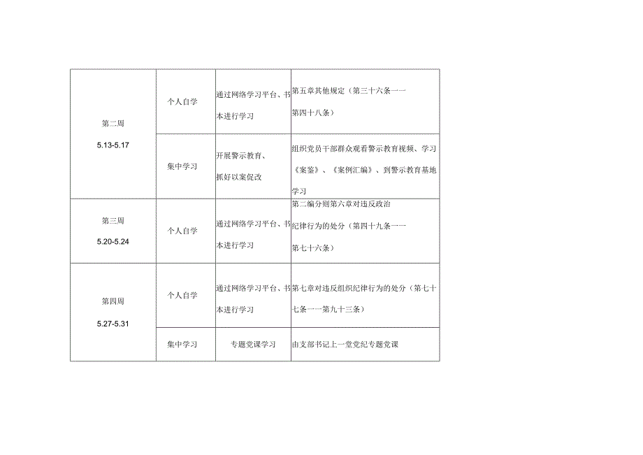2024年党纪学习教育学习计划安排表（4月7月）精选五篇合集.docx_第3页