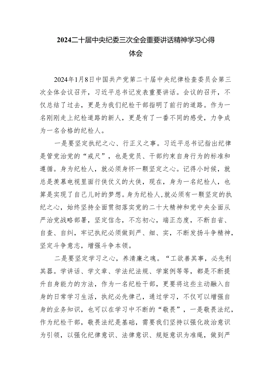 学习二十中央纪委三次全会重要讲话精神心得体会研讨发言材料【5篇】供参考.docx_第3页