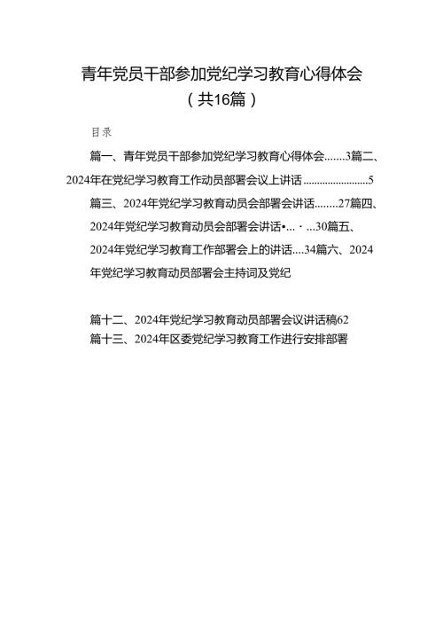 青年党员干部参加党纪学习教育心得体会（共16篇）.docx