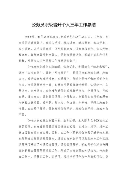 公务员职级晋升个人三年工作总结 2篇.docx