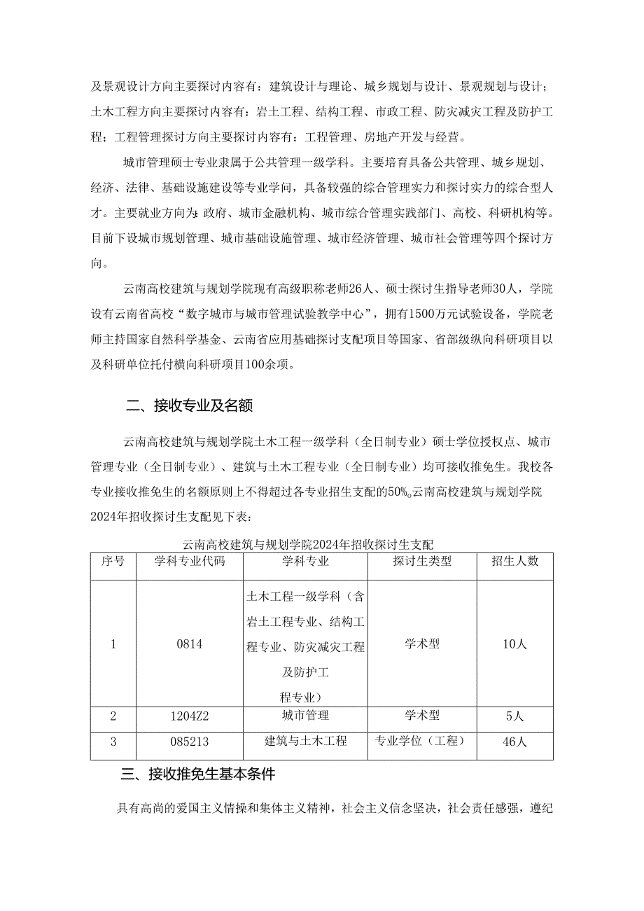 云南大学建筑与规划学院2024年接收优秀应本科毕业生.docx_第2页