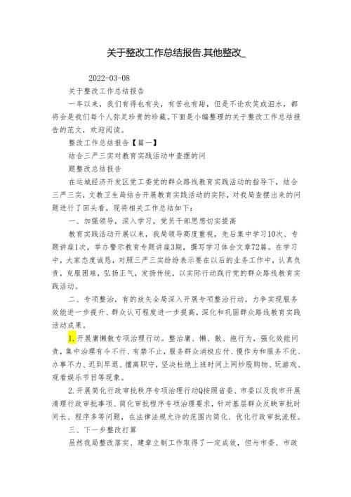 关于整改工作总结报告其他整改.docx