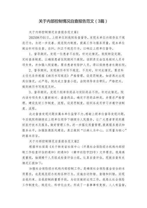 关于内部控制情况自查报告范文（3篇）.docx