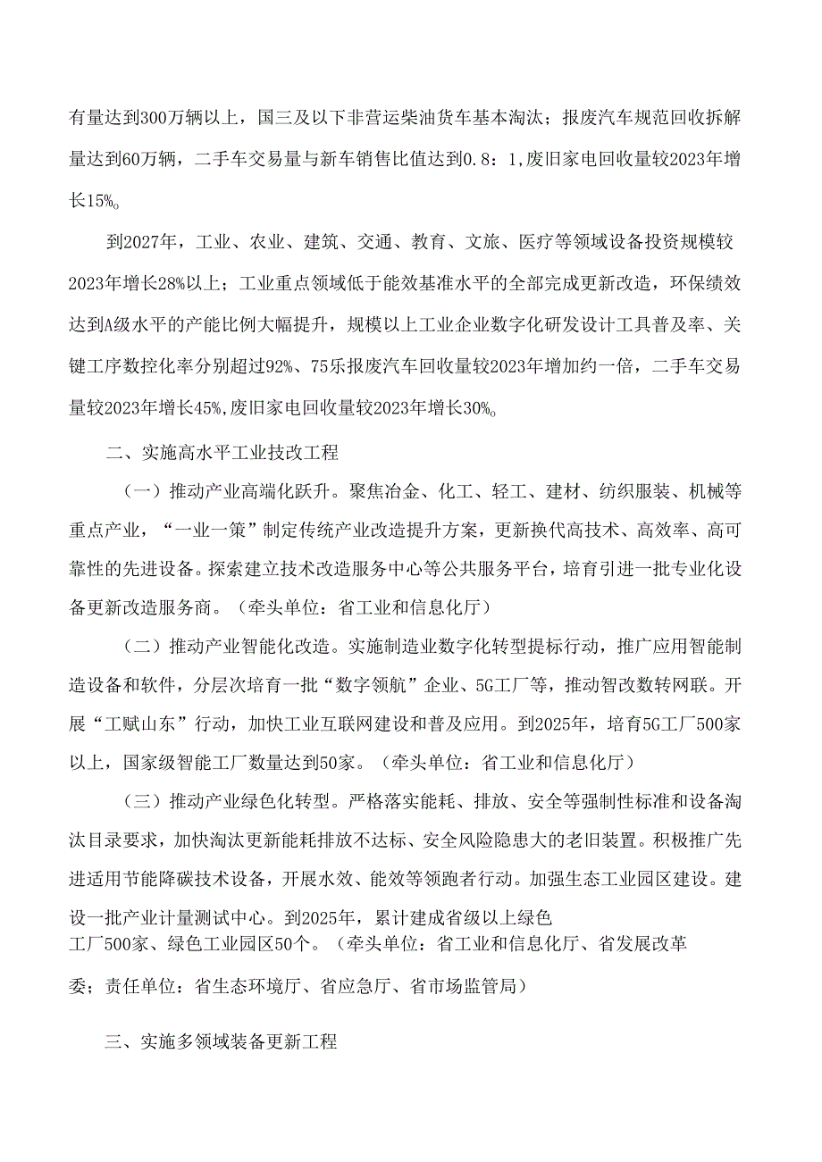 山东省人民政府关于印发山东省推动大规模设备更新和消费品以旧换新实施方案的通知.docx_第2页