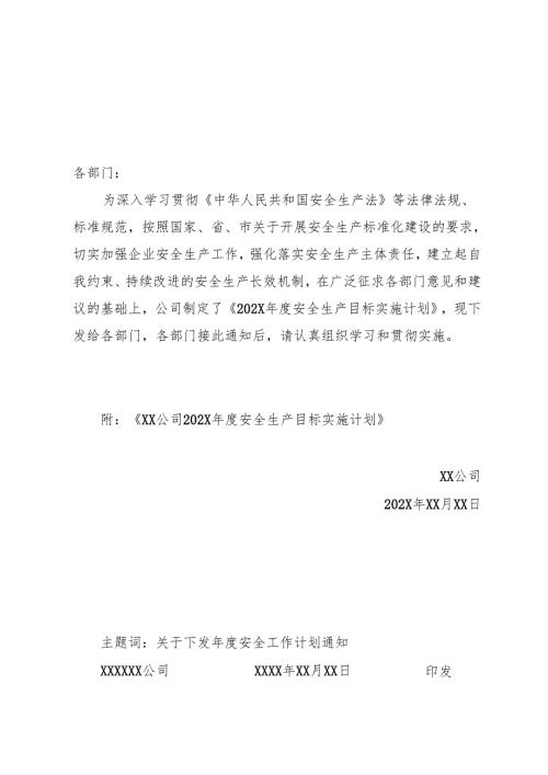 公司202X安全生产目标实施计划.docx