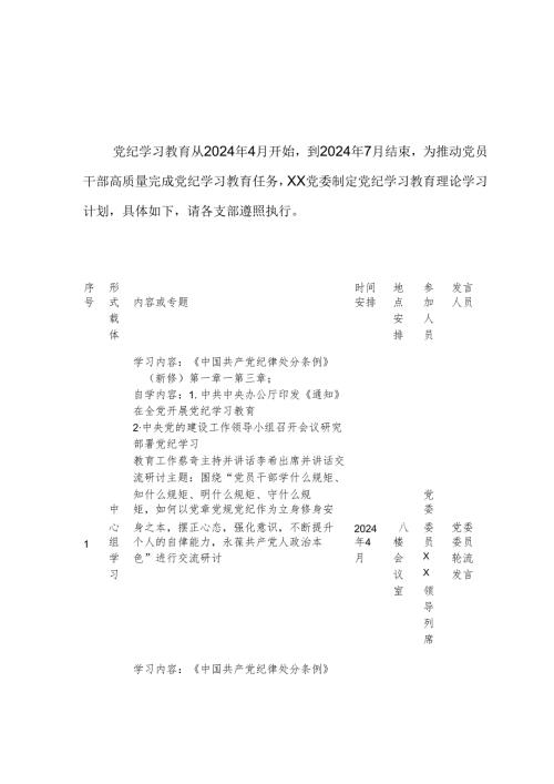 2024年乡镇党纪学习教育工作计划合计8份.docx