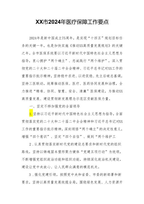 XX市2024年医疗保障工作要点.docx