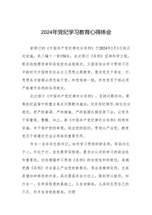 2024年党纪学习教育关于新版中国共产党纪律处分条例的学习体会十四篇.docx