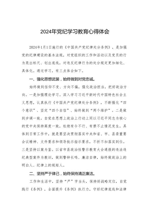 党员干部关于2024年党纪学习教育暨学习贯彻2024版中国共产党纪律处分条例的心得体会十四篇.docx