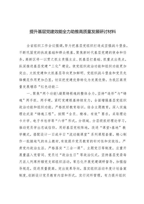 2篇 提升基层党建效能全力助推高质量发展研讨材料 2024年党支部工作计划.docx