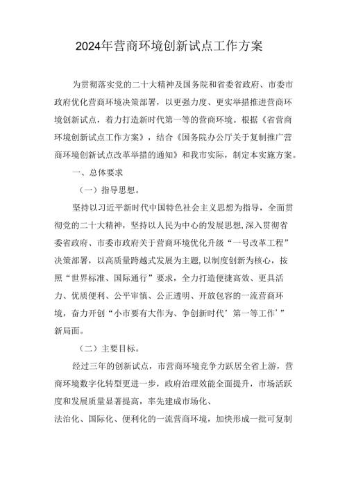 2024年营商环境创新试点工作方案.docx