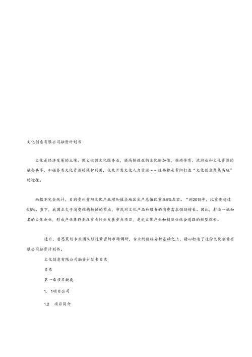 文化创意有限公司融资计划书.docx
