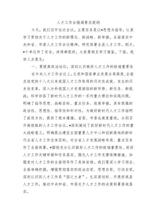 人才工作会强调要求提纲.docx