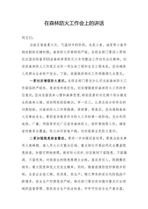 在森林草原防灭火专项整治动员会上的讲话.docx