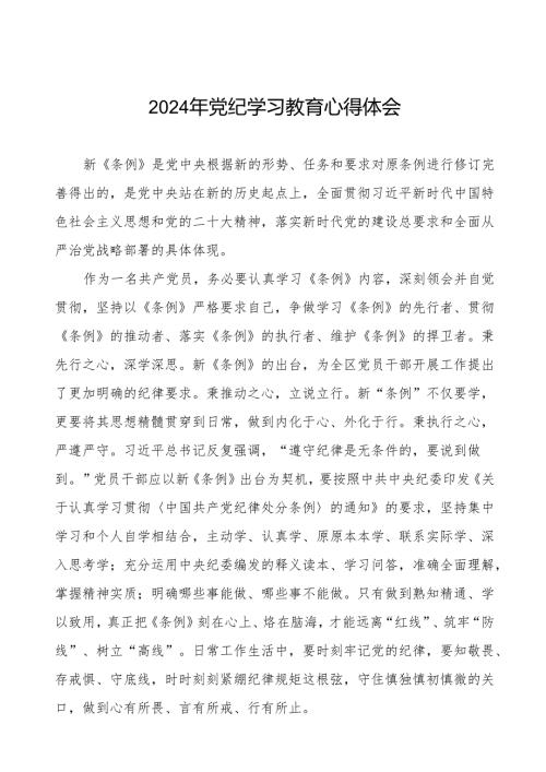 机关干部关于2024年党纪学习教育暨学习贯彻2024版中国共产党纪律处分条例的学习体会十五篇.docx
