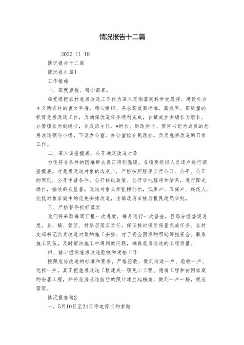 情况报告十二篇.docx