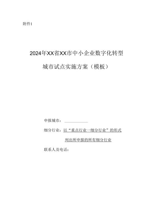 2024年XX省XX市中小企业数字化转型城市试点实施方案（模板）.docx