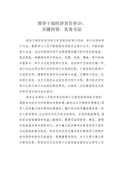 领导干部经济责任审计：关键内容、实务方法.docx