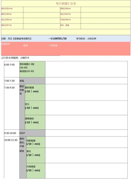 每日刷题汇总表（空白版）.docx