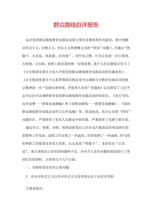 群众路线自评报告.docx