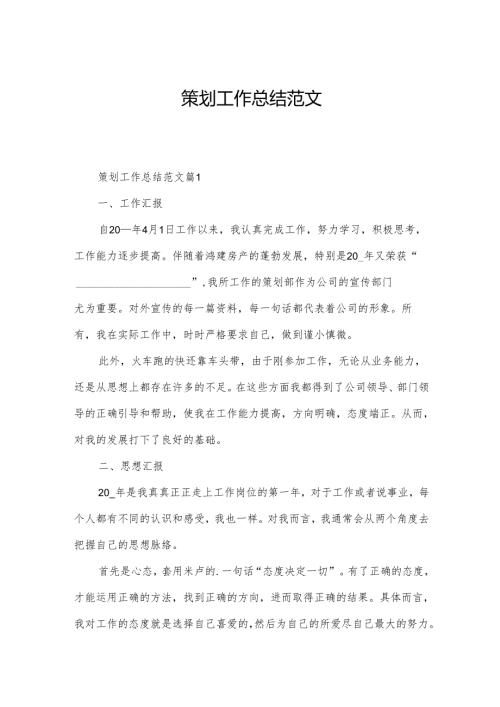 策划工作总结范文.docx