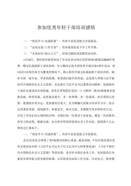 2024年参加优秀年轻干部培训感悟心得体会(3篇).docx