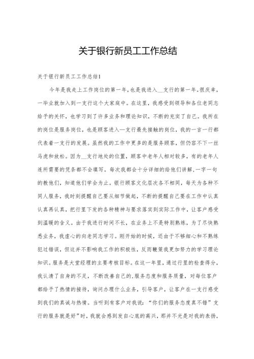 关于银行新员工工作总结.docx