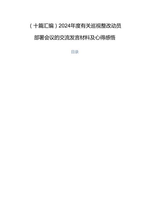 （十篇汇编）2024有关巡视整改动员部署会议的交流发言材料及心得感悟.docx