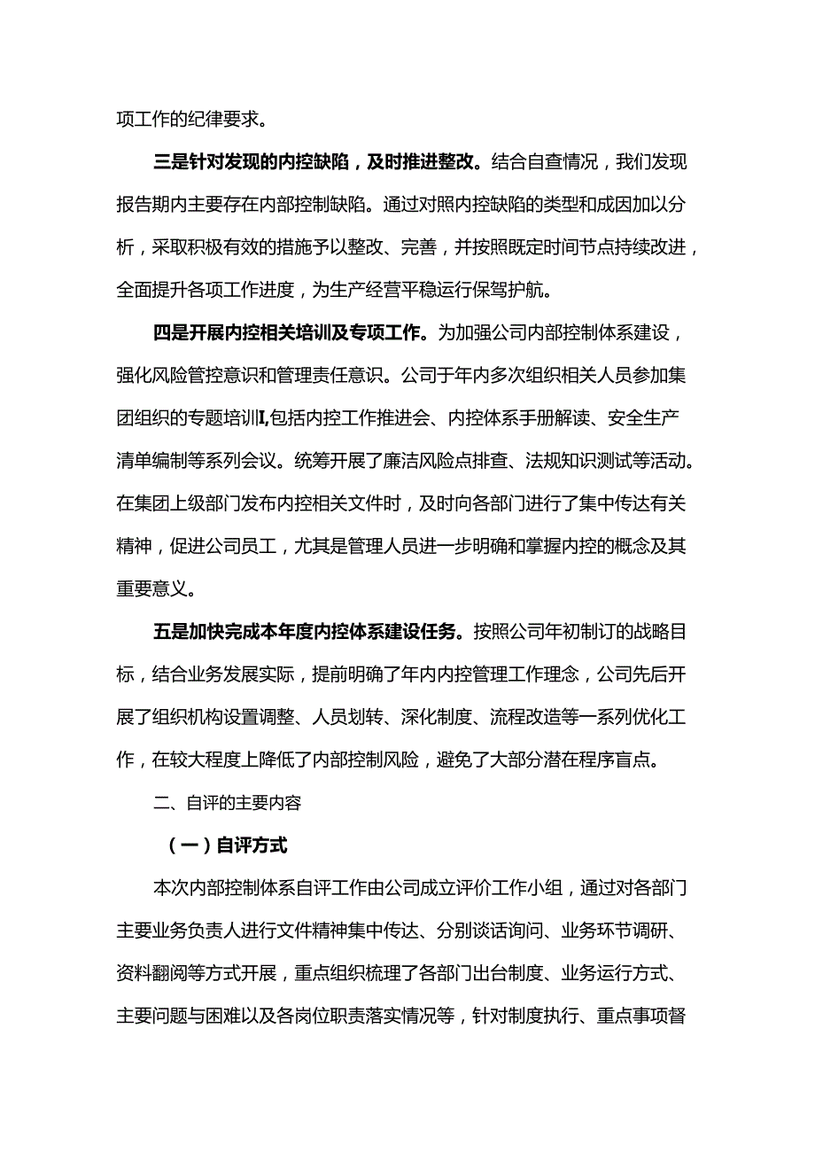 公司内部控制体系建设自评报告.docx_第2页