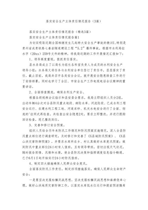 落实安全生产主体责任情况报告（3篇）.docx