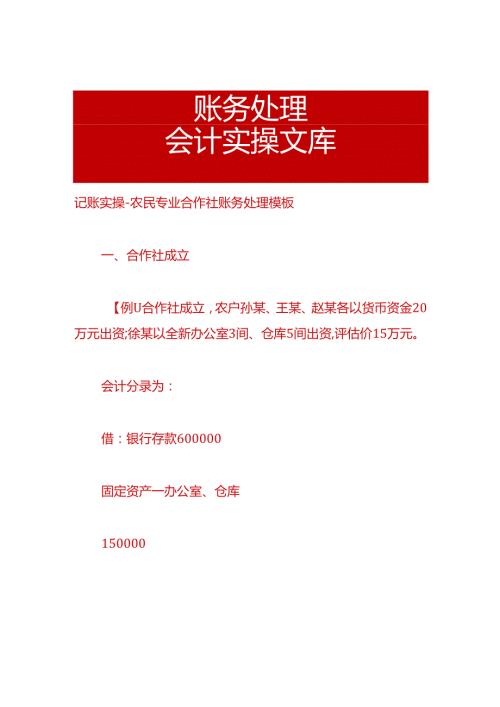 记账实操农民专业合作社账务处理模板.docx