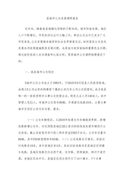 县城市公交发展调研报告.docx
