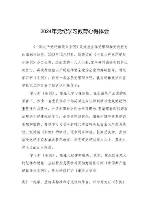2024年党纪教育专题学习心得体会发言稿19篇.docx