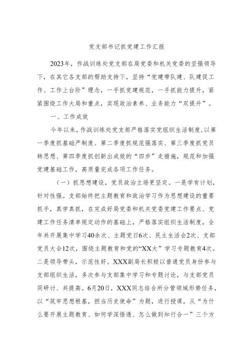 党支部书记抓党建工作汇报.docx