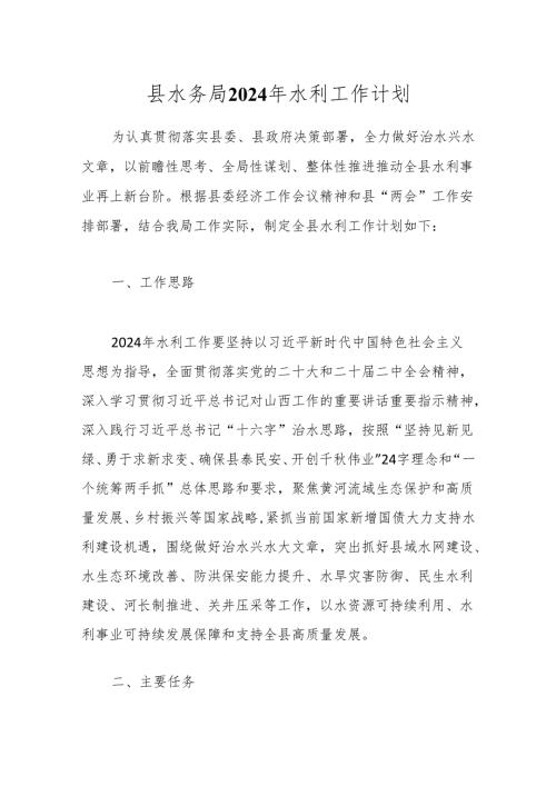 县水务局2024年水利工作计划.docx