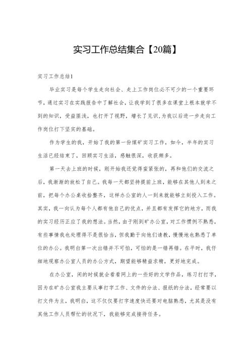 实习工作总结集合【20篇】.docx