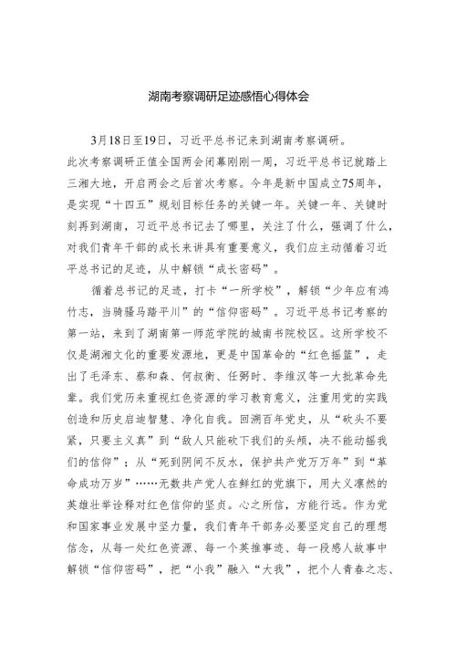 (六篇)湖南考察调研足迹感悟心得体会精选.docx