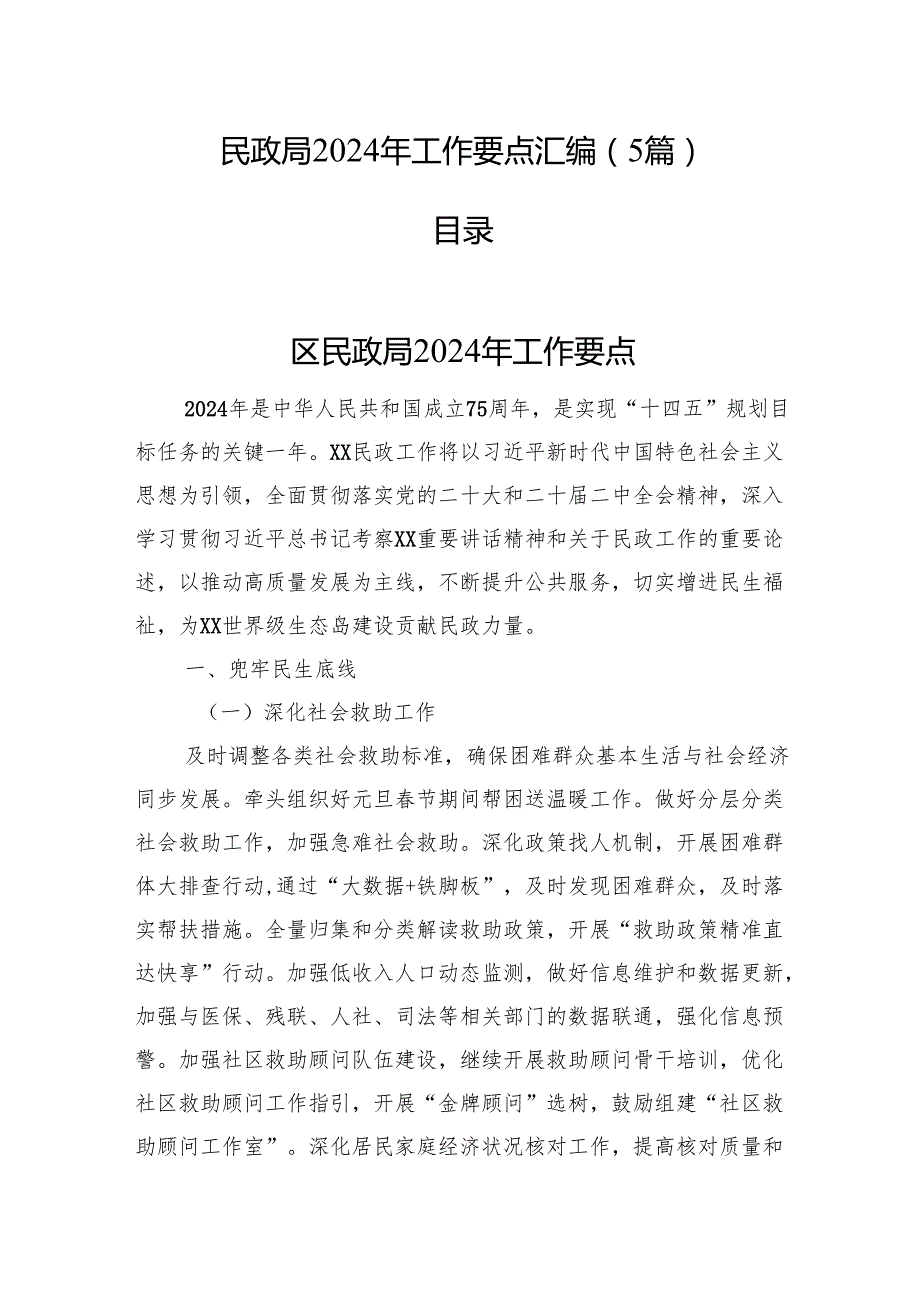 民政局2024年工作要点汇编（5篇）.docx_第1页