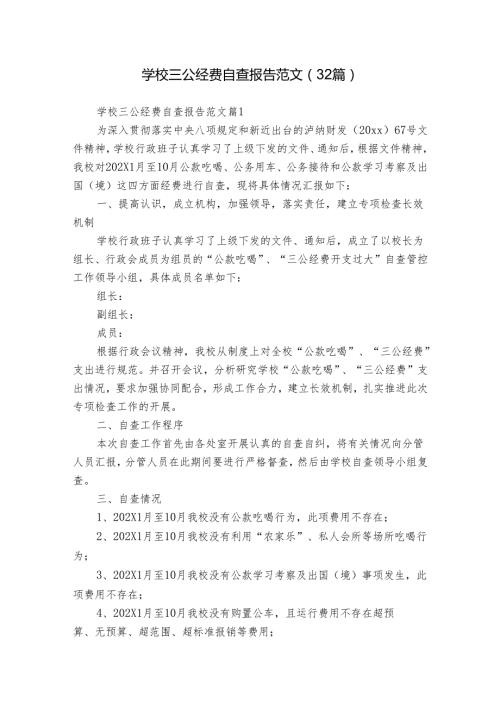 学校三公经费自查报告范文（32篇）(1).docx