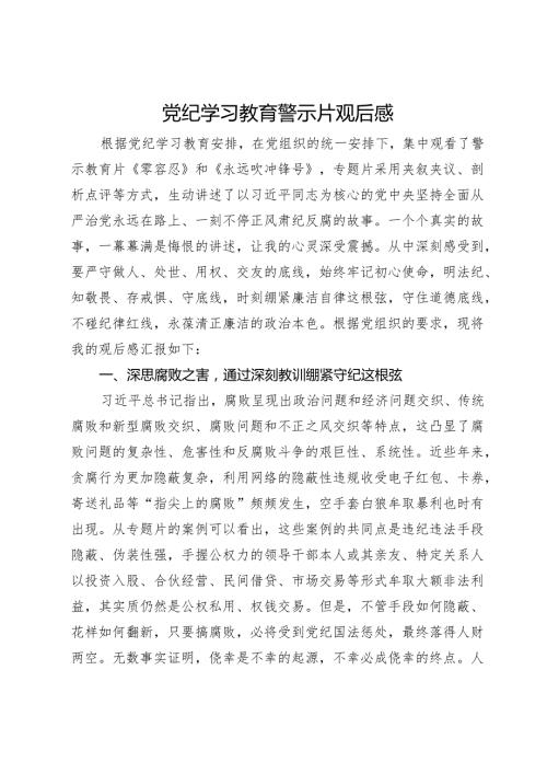 党纪学习教育警示片观后感(1).docx