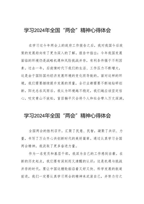 学习贯彻2024年“两会”精神心得体会简短发言四十二篇.docx