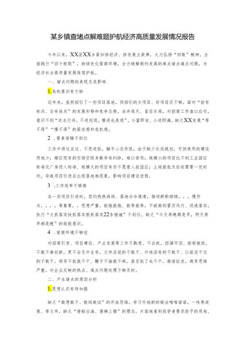 某乡镇查堵点解难题护航经济高质量发展情况报告.docx